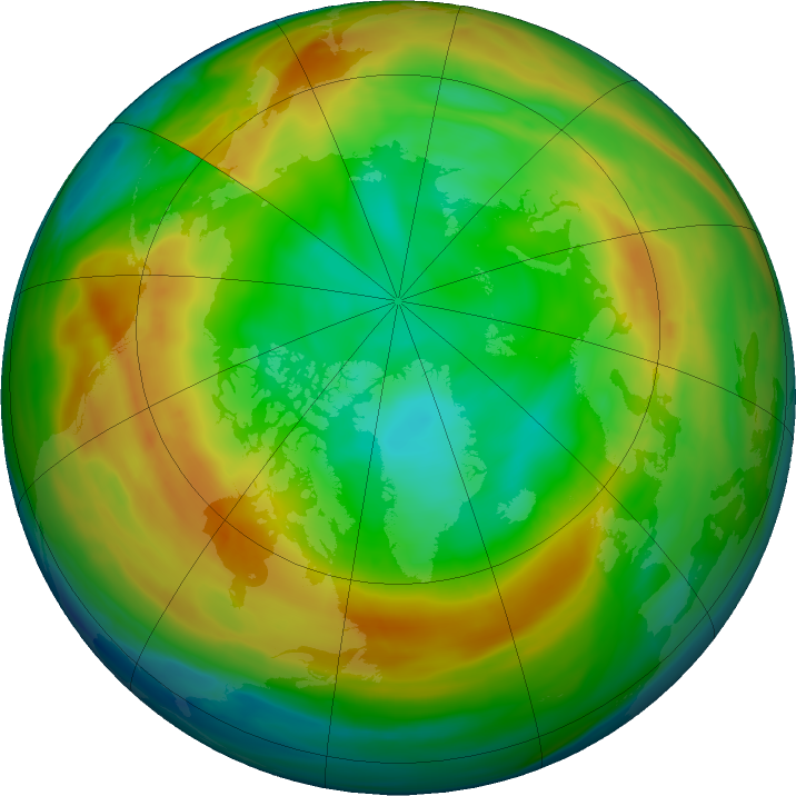 Arctic ozone map for 14 January 2020